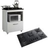 Kit Balcão Cooktop Kaiki Salvia com 1 Porta Branco e Fogão Cooktop 5 Bocas Itatiaia - 1