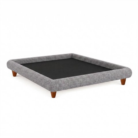 Cama Japonesa Queen Haru Linho Nobre Estrutura Madeira Cinza Sallar Home
