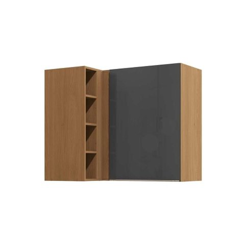 Armário Aéreo P/ Cozinha Canto Reto Vibra T652 C/ 1 Porta 98cm Canela/grafite Lacca - Kappesberg