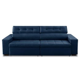 Sofá Retrátil e Reclinável 3 Lugares com Molas 2,10m Dani Suede Azul Adonai Estofados - 4