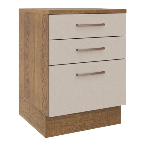 Balcão 60 Cm 3 Gavetas Rustic/crema Agata Madesa