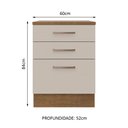 Ver imagem 3 de Balcão 60 Cm 3 Gavetas Rustic/crema Agata Madesa
