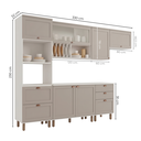 Ver imagem 4 de Cozinha Completa Modulada 6 Peças 100% MDF com Torre Quente, Porta Pratos e 2 Balcões com Tampo Iluminata Branco/Fendi Cinza