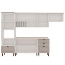 Ver imagem 5 de Cozinha Completa Modulada 6 Peças 100% MDF com Torre Quente, Porta Pratos e 2 Balcões com Tampo Iluminata Branco/Fendi Cinza