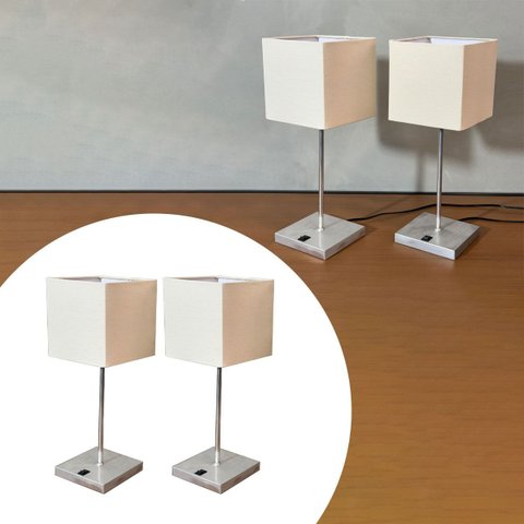 Kit 2 Abajur Luminária de Mesa Clássico Quadrado com Interruptor Decoração Casa, Sala, Quarto