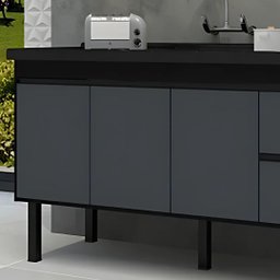 Gabinete de Cozinha 2 Gavetas 3 Portas 141cm Balcão 100% Mdf:preto/grafite - 2