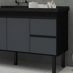 Gabinete de Cozinha 2 Gavetas 3 Portas 141cm Balcão 100% Mdf:preto/grafite - 3