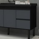 Ver imagem 3 de Gabinete de Cozinha 2 Gavetas 3 Portas 141cm Balcão 100% Mdf:preto/grafite