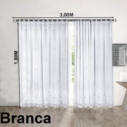 Cortina Branca Renda C/ Forro Sala Quarto 3,00 Larg x 1,80 Alt - 7