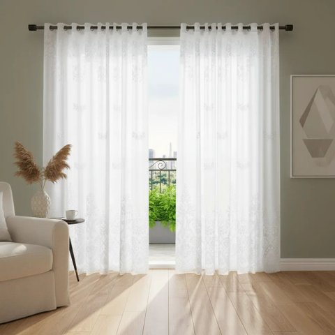 Cortina Branca Renda c/ Forro Sala Quarto 3,00 Larg X 1,80 Alt