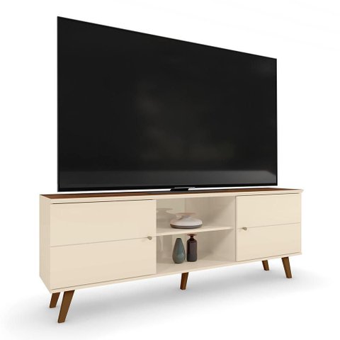Rack Bancada Aracaju Off White/Canela para TV até 75” - Mobler