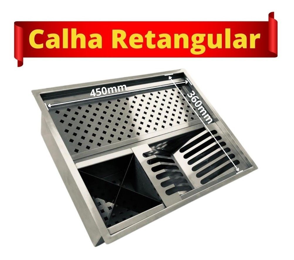 Calha escorredor 45X36 Para Varanda 1 Válvula Nova Decor Calha para bancada de cozinha - 2