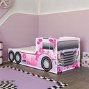 Ver imagem 1 de Cama Caminhão Solteiro Infantil Juvenil com Cabeceira Peseira Estampadas para Quarto Menina - Rosa