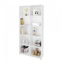 Ver imagem 6 de Conjunto Home Office 2 Peças 1 Escrivaninha em L e 1 Estante Retrô 2 Gavetas 10 Nichos 145cm Branco