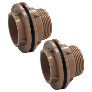 2x Adaptador Flange 50mm (1.1/2) Marrom Para Caixa D' Água