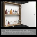 Ver imagem 6 de Armário Aéreo para Banheiro 1 Porta com Espelho Gael Marrom/Nogal/Branco