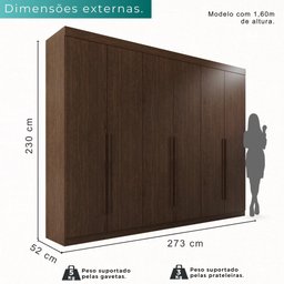 Guarda Roupa Casal 100% Mdf 6 Portas 6 Gavetas Itália - Mais Móveis New Canion - 3