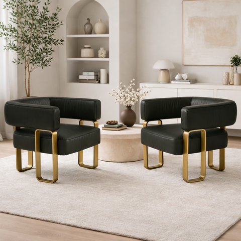 Kit 02 Poltrona Cadeira Decorativa Sala Clinica Versátil Loy:courino Sintético Preto