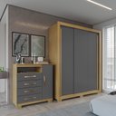 Ver imagem 1 de Kit Guarda Roupa Casal Dallas 3 Portas 2 Gavetas e Cômoda Aspen 1 Porta 4 Gavetas I01 - Clique Chiqu