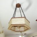 Ver imagem 2 de Luminária Lustre Pendente Rústico Retro Madeira Sisal 45cm