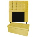 Ver imagem 1 de Kit Cabeceira + Calçadeira Baú Copenhague Solteiro 90cm Suede - Renascer Decor:Amarelo