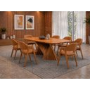 Ver imagem 1 de Sala de Jantar Maciça 8 Cadeiras 2,20m Dunnas Sala Nobre