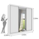Ver imagem 4 de Guarda-Roupa Casal com Espelho 3 Portas de Correr e 4 Gavetas 240cm Multimóveis CR35486 Neve