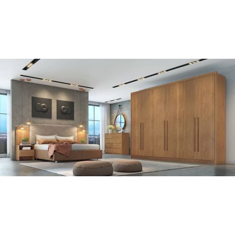 Guarda Roupa Casal 100% Mdf 6 Portas 8 Gavetas - Livorno-cumaru - Móveis Novo Horizonte