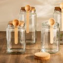 Ver imagem 2 de Pote Porta Mantimentos Quadrado de Vidro com Tampa Rolha e Colher de Bambu 830 Ml Lyor