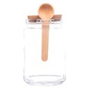 Ver imagem 5 de Pote Porta Mantimentos Quadrado de Vidro com Tampa Rolha e Colher de Bambu 830 Ml Lyor