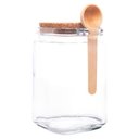 Ver imagem 6 de Pote Porta Mantimentos Quadrado de Vidro com Tampa Rolha e Colher de Bambu 830 Ml Lyor