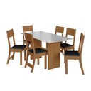 Ver mais imagens de Conjunto Sala de Jantar Mesa Tampo de Madeira Fidelitá Siena com 6 Cadeiras Freijó/Off-White/Preto