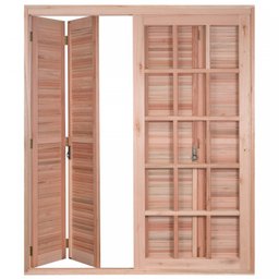 Porta de Madeira Balcão Pantográfica 213x120cm com Batente de14cm EWK 470 Rondosul  - 1