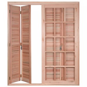 Porta de Madeira Balcão Pantográfica 213x120cm com Batente de14cm EWK 470 Rondosul 