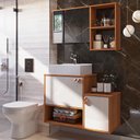 Ver imagem 2 de Gabinete de Banheiro Lotus Movelove 3 Portas com Espelheira Jequitiba/Off White New