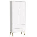 Ver imagem 4 de Quarto com Berço Theo e Guarda Roupa 2 Portas e Pés Madeira Natural Branco Fosco - Reller Móveis