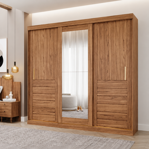 Guarda Roupa Maite 3 Portas Correr Espelhos MDF