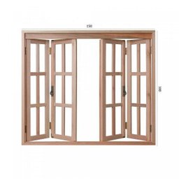 Janela de Madeira Pantográfica 100x150cm Com Caixilho 9,4cm  EWK 396 Rondosul  - 4