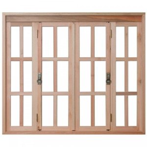 Janela de Madeira Pantográfica 100x150cm Com Caixilho 9,4cm  EWK 396 Rondosul 