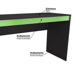 Mesa Escrivaninha Gamer B23 - Preto/Verde - 2