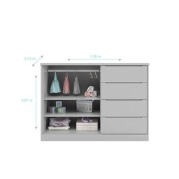 Cômoda Infantil Pérola com 4 Gavetas - Cinza - 4