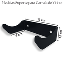 Ver imagem 3 de 4 Suportes para Garrafa de Vinho Adega Suspensa de Parede + Suporte para 9 Taças Aço Robusto Preto
