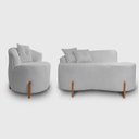 Ver imagem 1 de Kit Sofá Orgânico Feijão com Poltrona Pé de Madeira Bouclé Minimalista