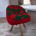 Ver imagem 1 de Poltrona Paloma Escritório Sala Giratória Madeira Suede Vermelho e Suede Verde - Dominic Decor