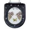 Assento Sanitário Tampa de Vaso Vogue Plus Preto Decorado com Borboleta - Borboleta Verde - 1