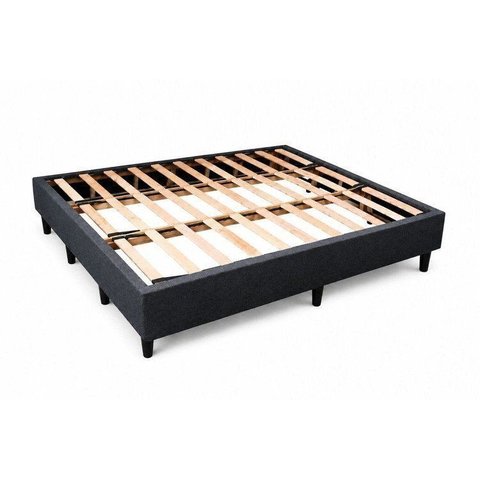 Cama Box King Size 193 x 203 cm, 100% Madeira, Tecido Blindado com Veludo Cinza Escuro