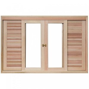 Janela de Madeira Veneziana de Correr 100x200cm Com Caixilho 14cm  EWK 362 Rondosul 