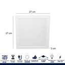Ver mais imagens de Kit com 2 Unidades do Painel LED Lys Luminária 24W Quadrado Sobrepor