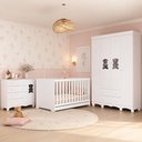 Ver imagem 1 de Quarto de Bebê Completo com Berço Americano 3 em 1 e Colchão Incluso Flor Multimóveis MP4929