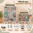 Ver imagem 5 de Quarto de Bebê Completo com Berço Americano 3 em 1 e Colchão Incluso Flor Multimóveis MP4929